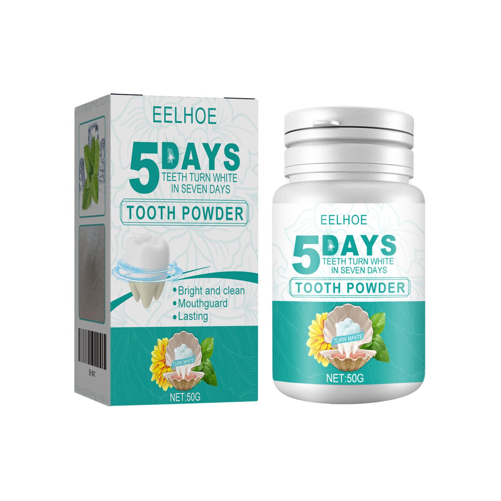 EELHOE 5-Day Teeth Whitening Powder - Removes Smoke Stains & Dirt, Freshens Breath, Cleans Tooth Stains