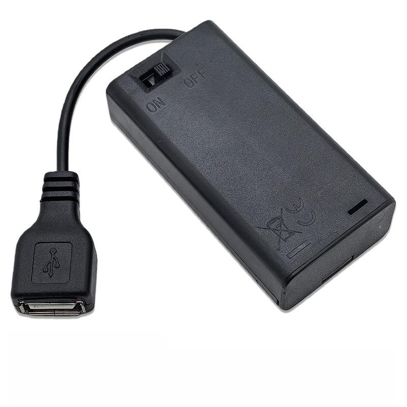 1/4Pcs Extend Cable Port Cover 2*Aa 3V Usb Female Battery Case Holder For Building Blocks Led Light Kit With Switch And Cover