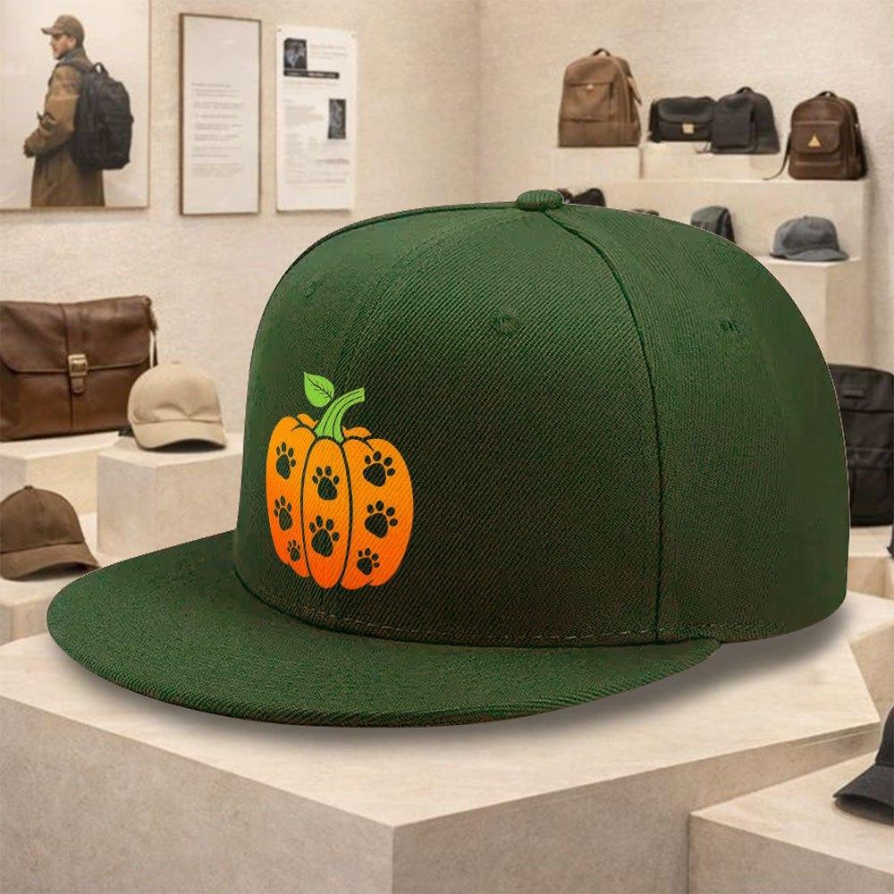 Paw Print Pumpkin Dog Lover Halloween Baseball Cap Adjustable Polyester Casual Street Style Hiphop Snapback