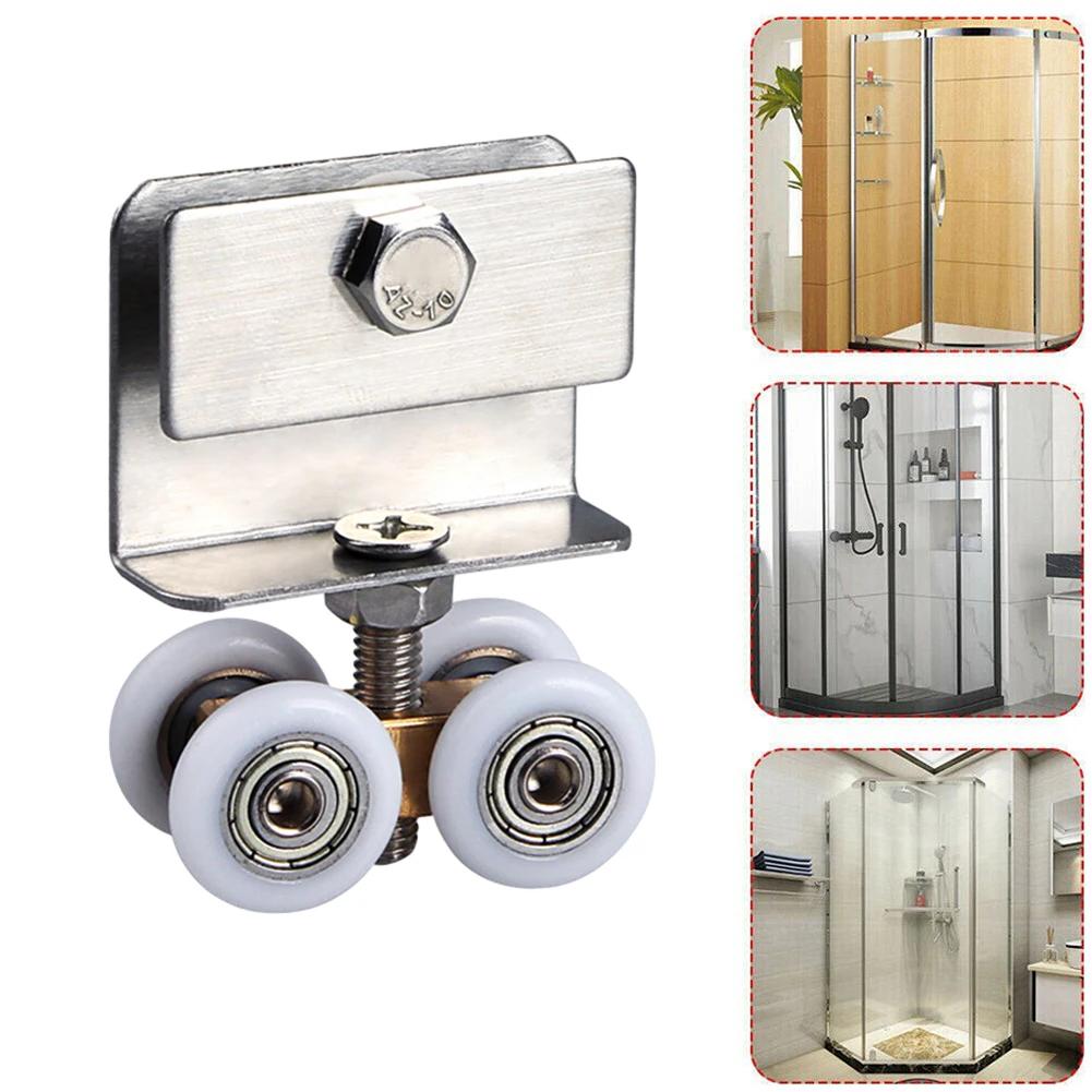 

1pcs Shower Glass Roller Sliding Door Hanging Wheel Four-Wheel Hanging Pulley Roller Bathroom Slide Door Pulley Hardware