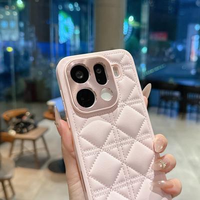 Kawaii Simple Love Tartan Pattern Leather Case For Oppo Find X8 X8s X9 Pro Plus Ultr Full Camera Lens Protection Back Case Cover