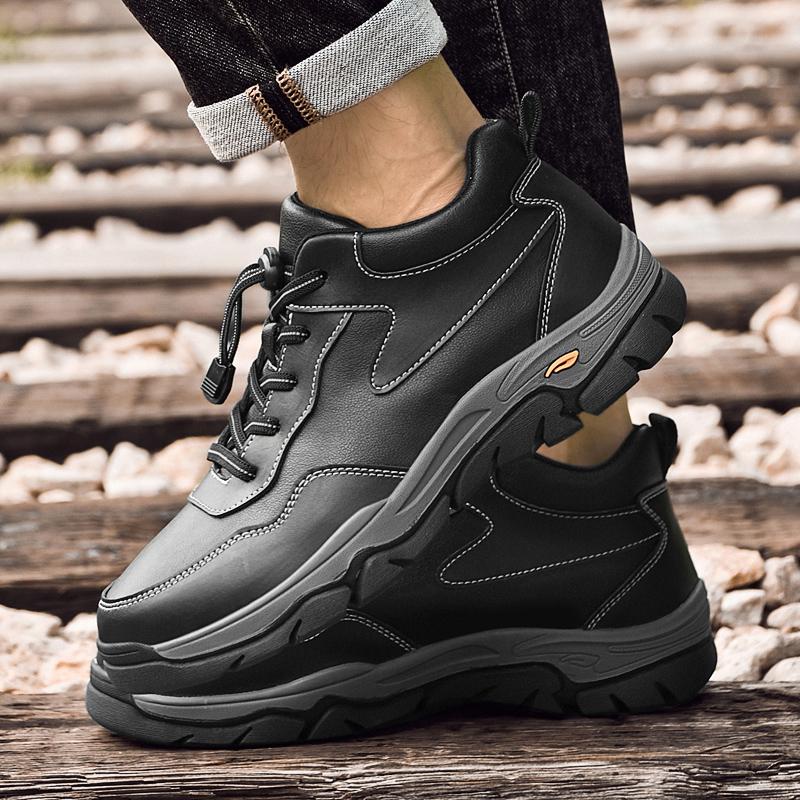 Men Winter Plush Snow Flats Genuine Leather Mens Breathable Sneakers High Quality Men Casual Driving Shoes Men's Vulcanize Shoes