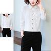 Bolan Verl White Long Sleeve Blouse with Casual Solid Perfect for Office Size M Women's Ruffles, Top, Color, Thick, Elegant, Commuting, Business,