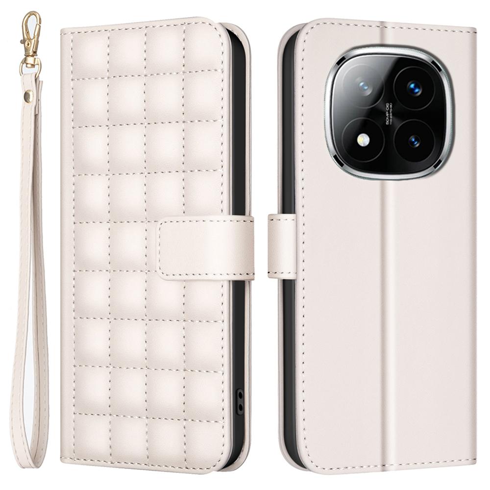 BINFEN COLOR BF34 for Xiaomi Redmi Note 14 Pro 4G Leather Case Wallet Square Grid Phone Cover