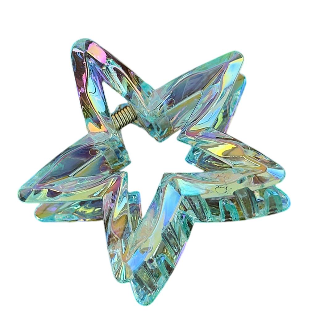 1Pc Crystal Candy Colored Hair Clip Dazzling Hollowed Out Five Pointed Star Hair Claw Stylish Elegant Acrylic Barrettes For Women Girls