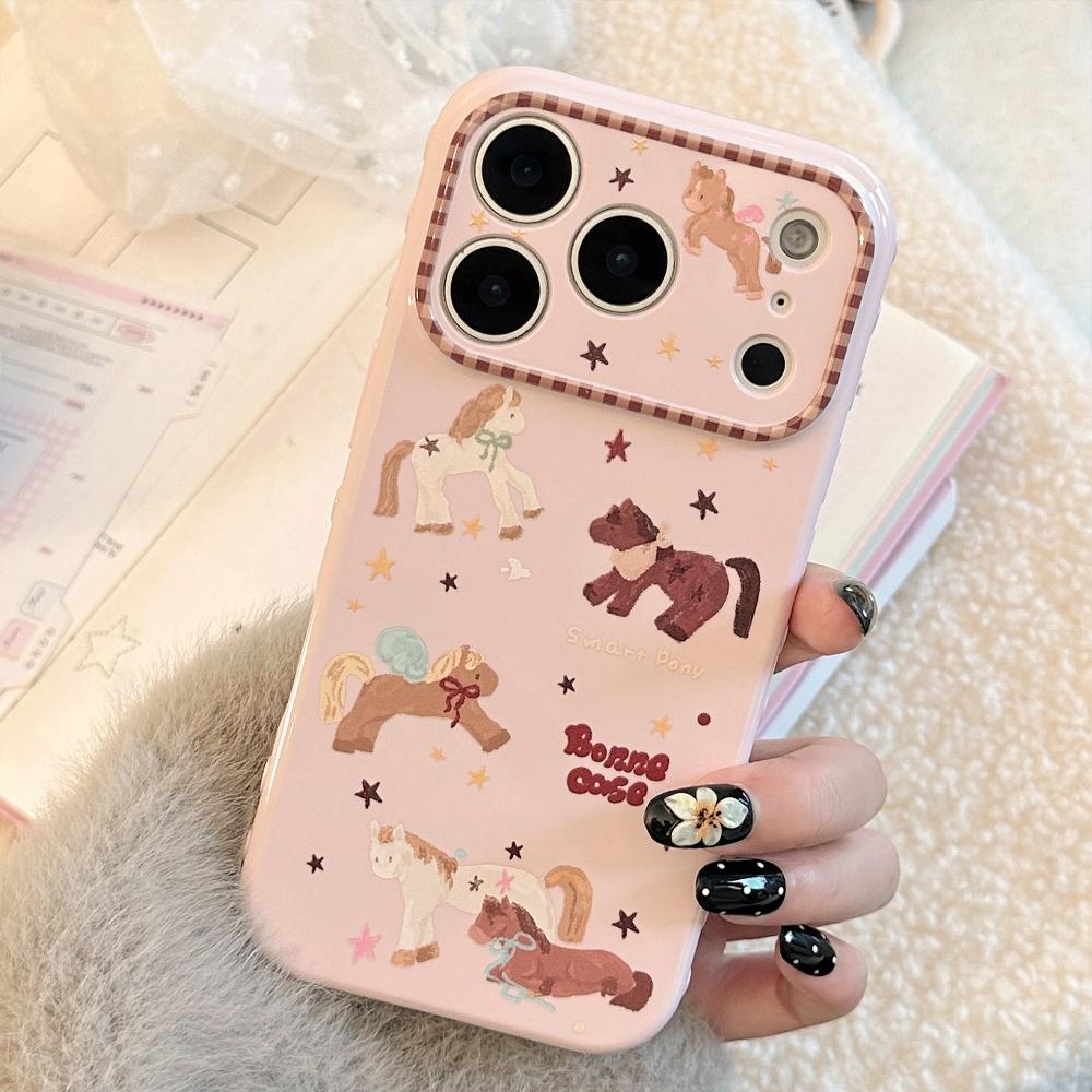 Cute Pink Pony Phone Case for IPhone 16, IPhone 17 Pro Max, and IPhone 14 with A Chain