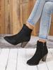Fashion The 2025 autumn new style of fashionable suede belt buckle high-heeled bare boots with women's side zipper