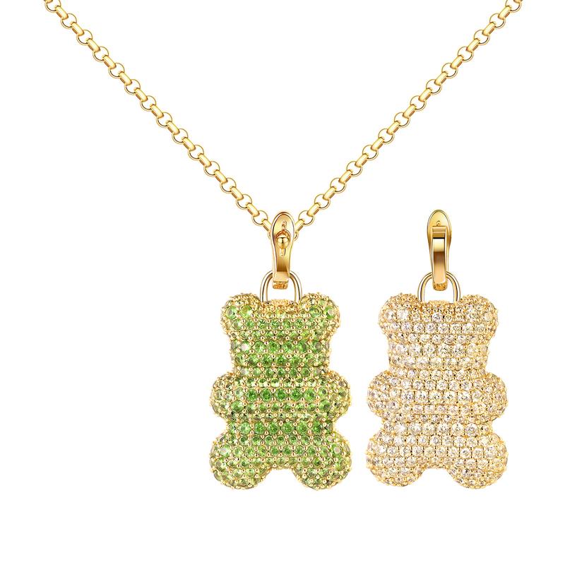 APM Monaco necklace YUMMY Series [Romantic Confession] Double-sided bear accessories, adjustable design jewelry, alloy necklace Green F Endless Love