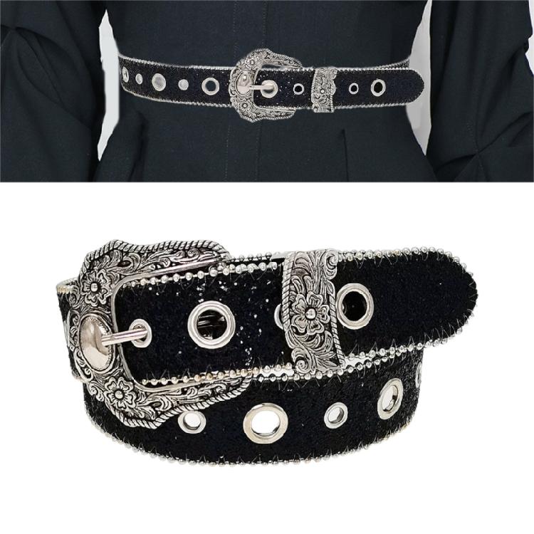  Girl Waistbelt Women Decorative Belt for Pants Skirt Fashion Shimmering Belt Subculture Belt Elegant Sequined Belt