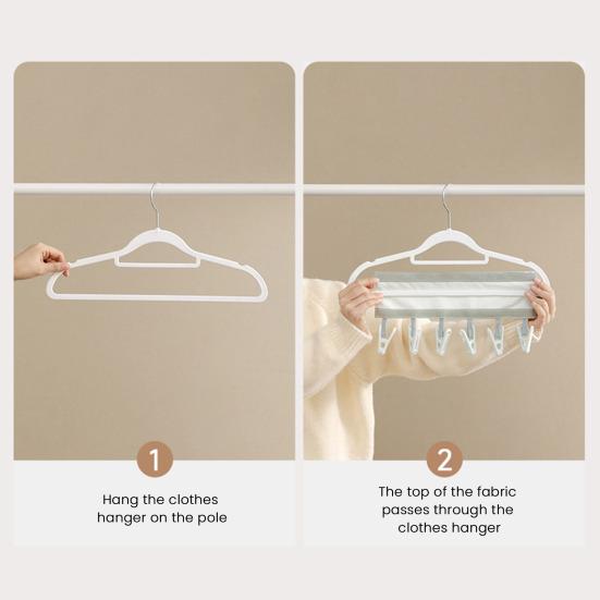 Travel Hanger with 6 Clips Strong Load-bearing Fastener Tape Design