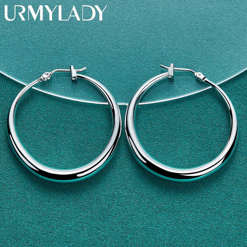 925 Sterling Silver Smooth Moon Earrings For Women Fine Jewelry