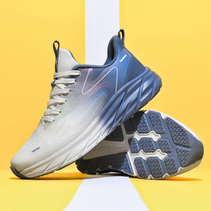 2025 trendy casual sports shoes men's and women's breathable fly-woven running shoes large size 48 couple mesh night running shoes