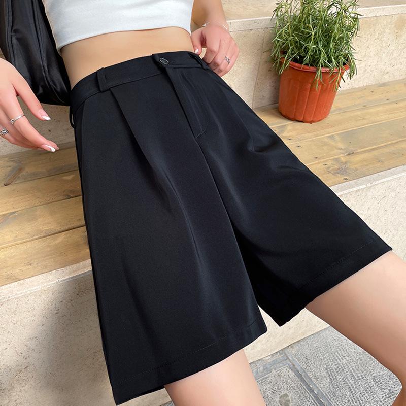 2024 Autumn High-Waist Women's A-Line Slimming Mid-Length Wide-Leg Shorts