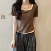 WTEMPO Brand Short-sleeved T-shirt Women's Summer Fake Two Niche with Design Sense of The Niche Sexy Slim Short Tops