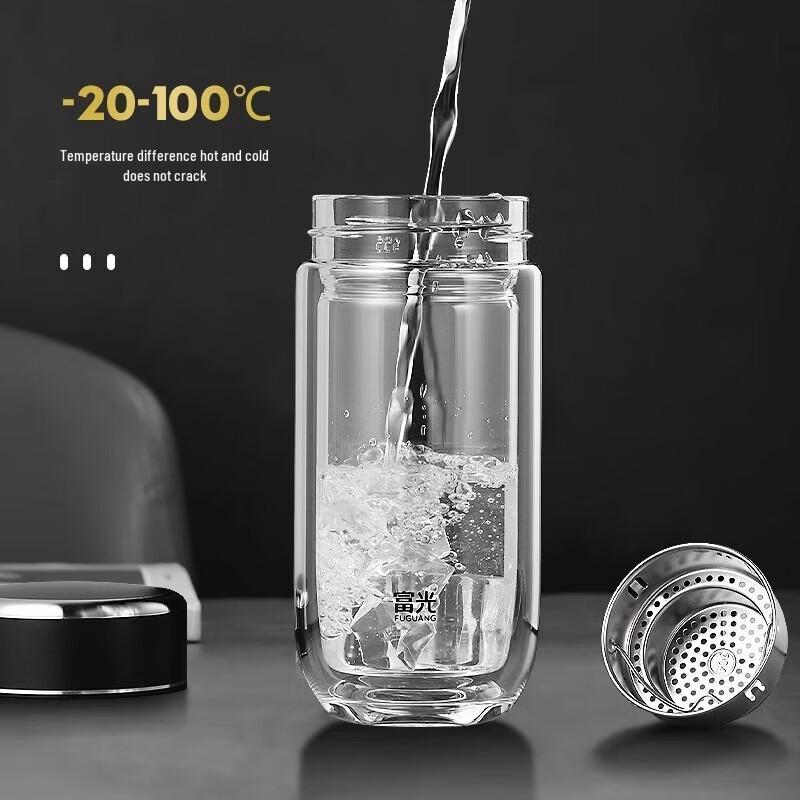 FUGUANG Double Wall Glass Tea Infuser Mug