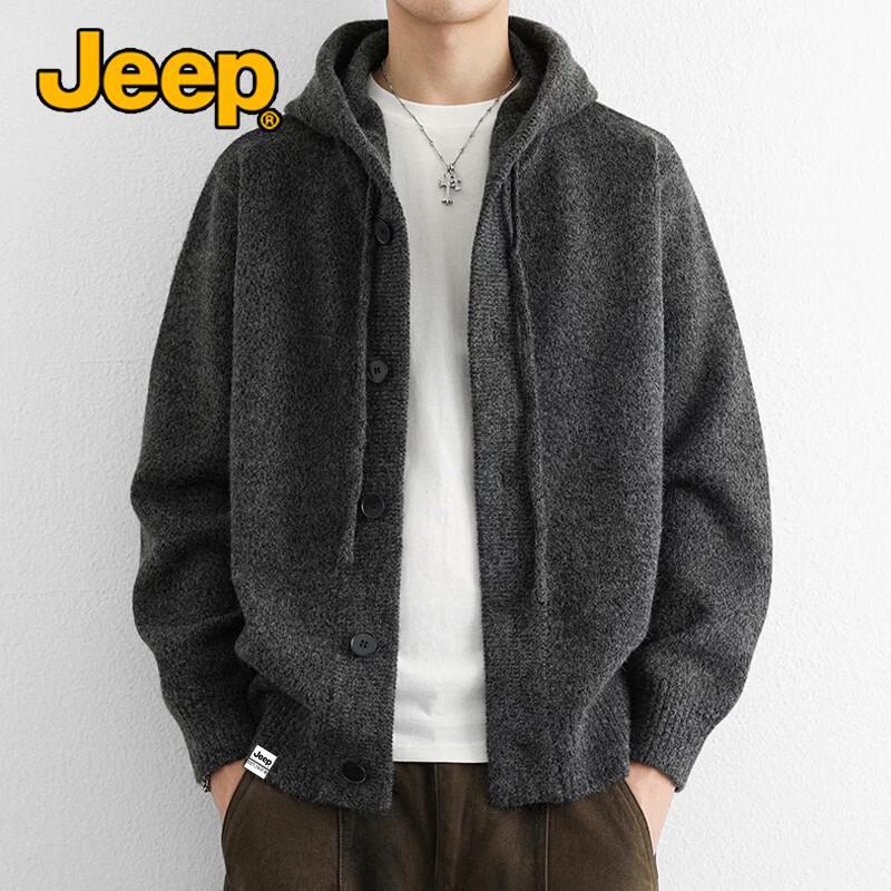 JEEP Men's Hooded Knitted Cardigan Jacket