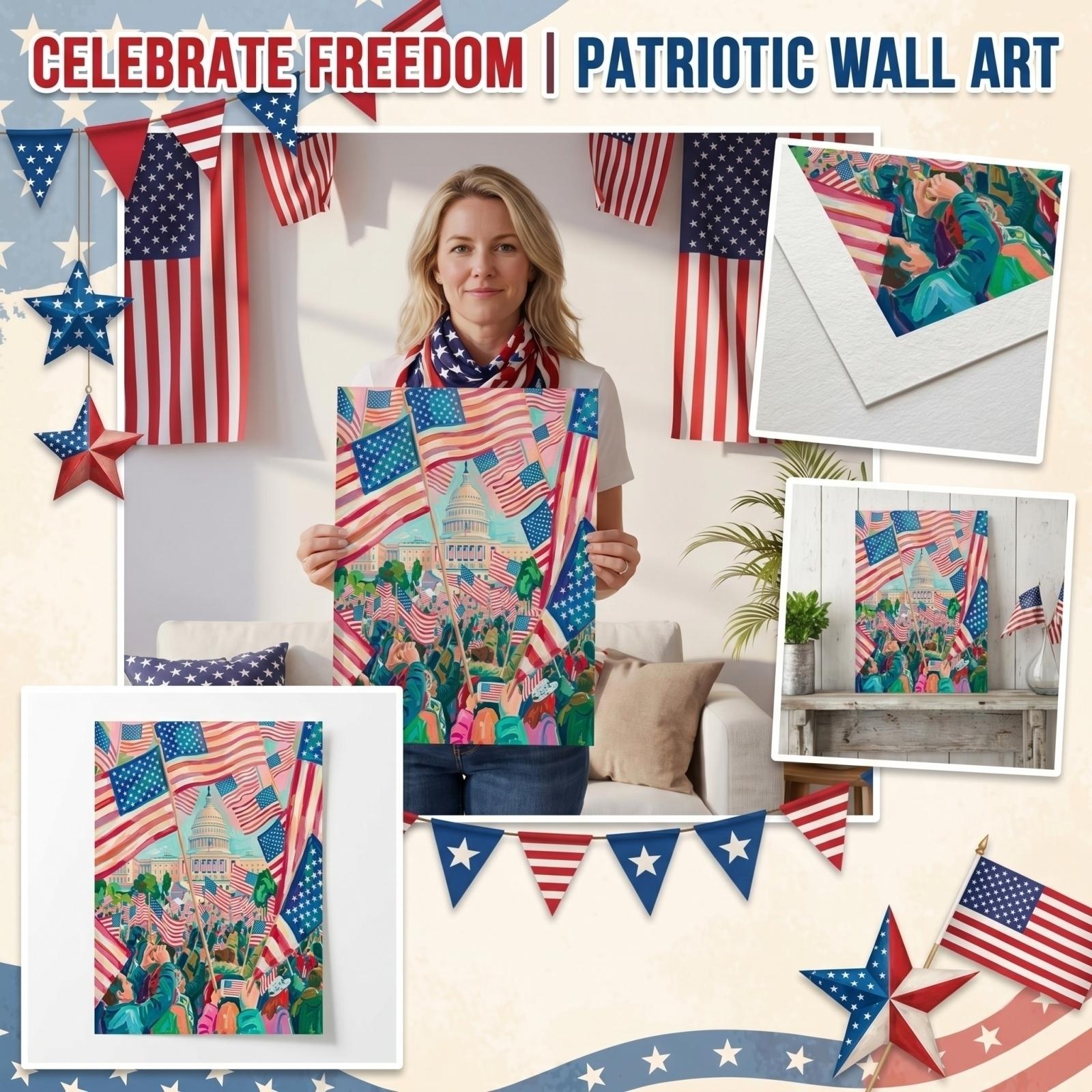 

20*25CM Independence Day Mural, Rural Mural For Independence Day Decoration, Frameless Canvas. One Size