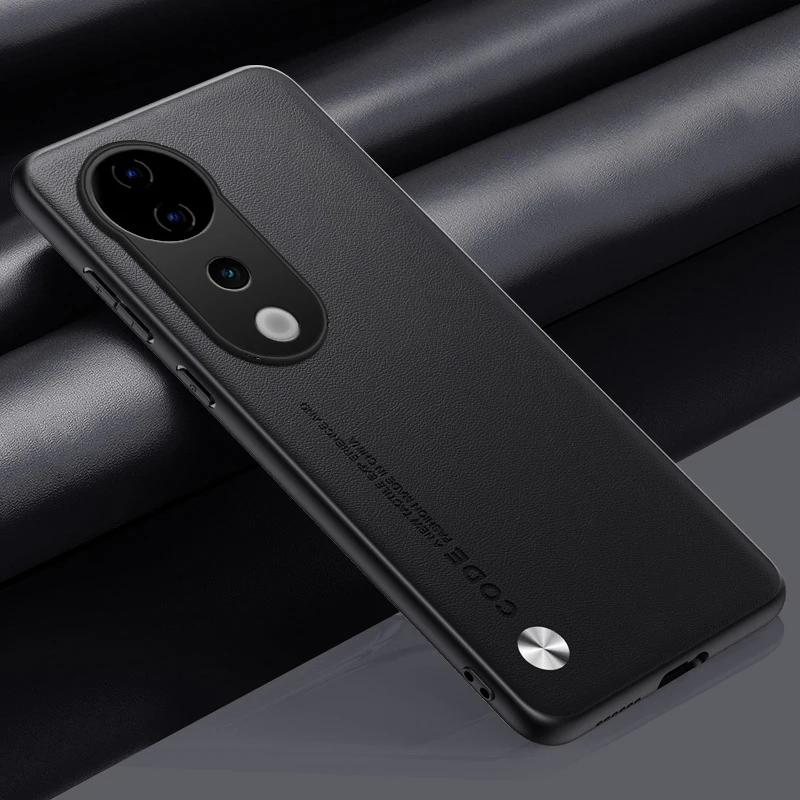 EUCAGR Luxury PU Leather Phone Case For VIVO S19 S19Pro Skin Shockproof Soft Back Cover For VIVO S19 Pro VIVO S19 Pro чёрный