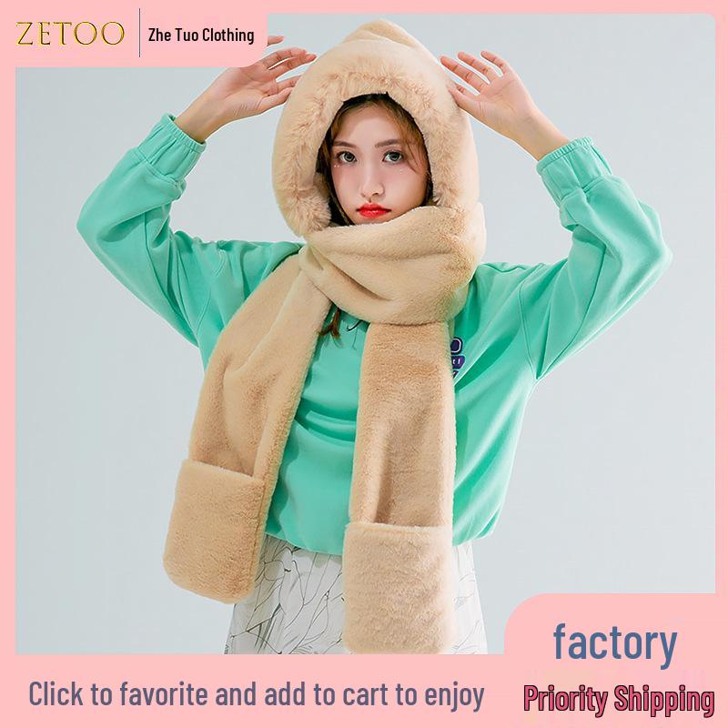 2024 Faux Fox Fur Shawl Scarf - Elegant Winter Plush Neck Warmer for European and American Styles