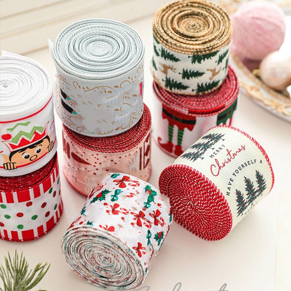 Christmas Tree Christmas Ribbons Deer Pattern Gift Packing Ribbons  Craft Supplies