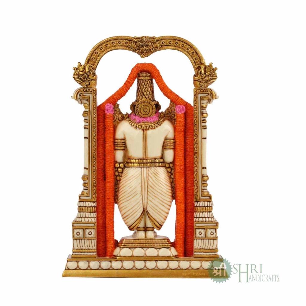Tirupati Balaji Fine Painting Idol Decorative Handcrafted Balaji Murti for Home Office and Gifting Purpose Sculpture, Golden, Pack of 1