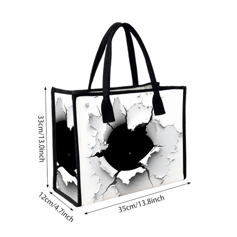 Creative Hole Print Tote Bag Fashion Casual Large Capacity Portable Daily Shopping Shoulder Handbag