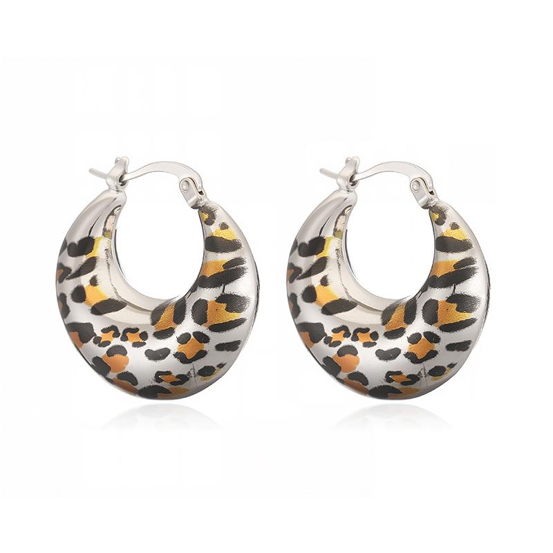 HECHENG Retro Leopard Snake Pattern Exaggerated Sexy Earrings Women's Banquet Metal Zircon Gift 1 Pair