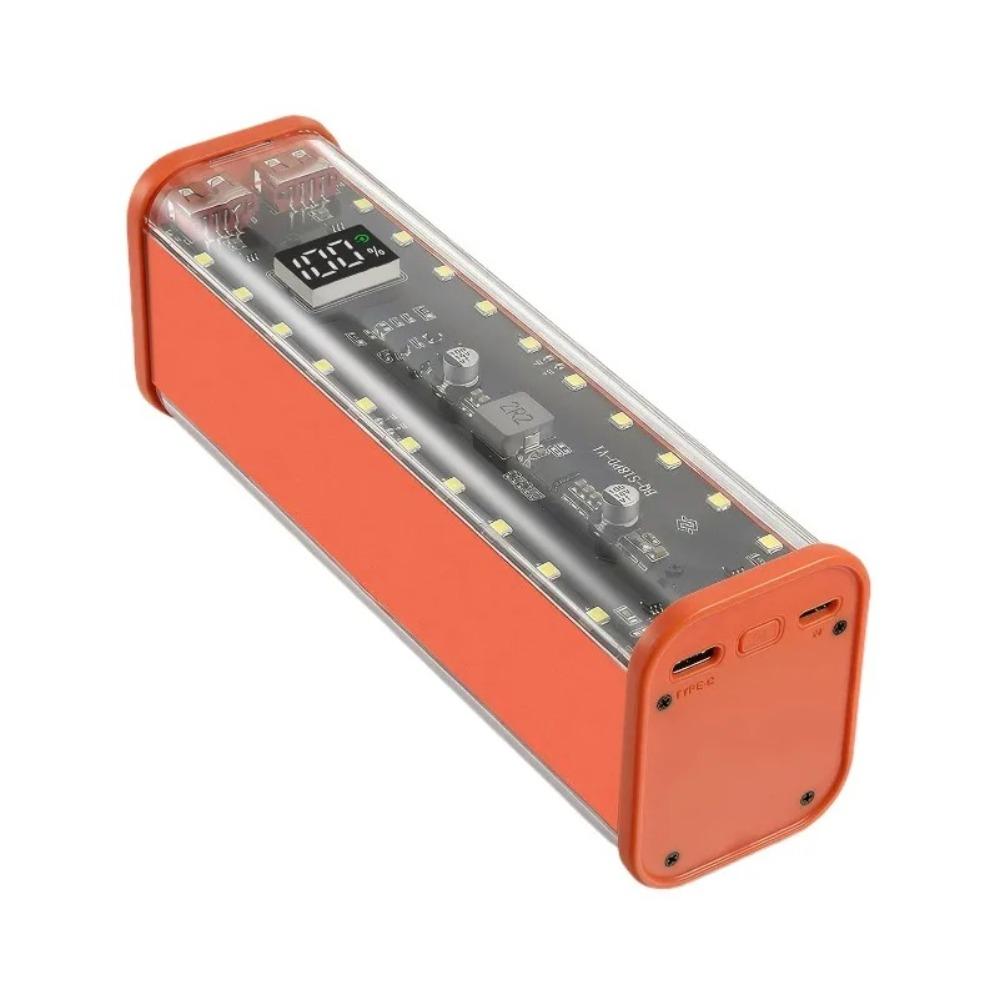 ABS Battery Case Transparent Shell Cell Holder Portable Power Bank Shell  DIY Maker оранжевый