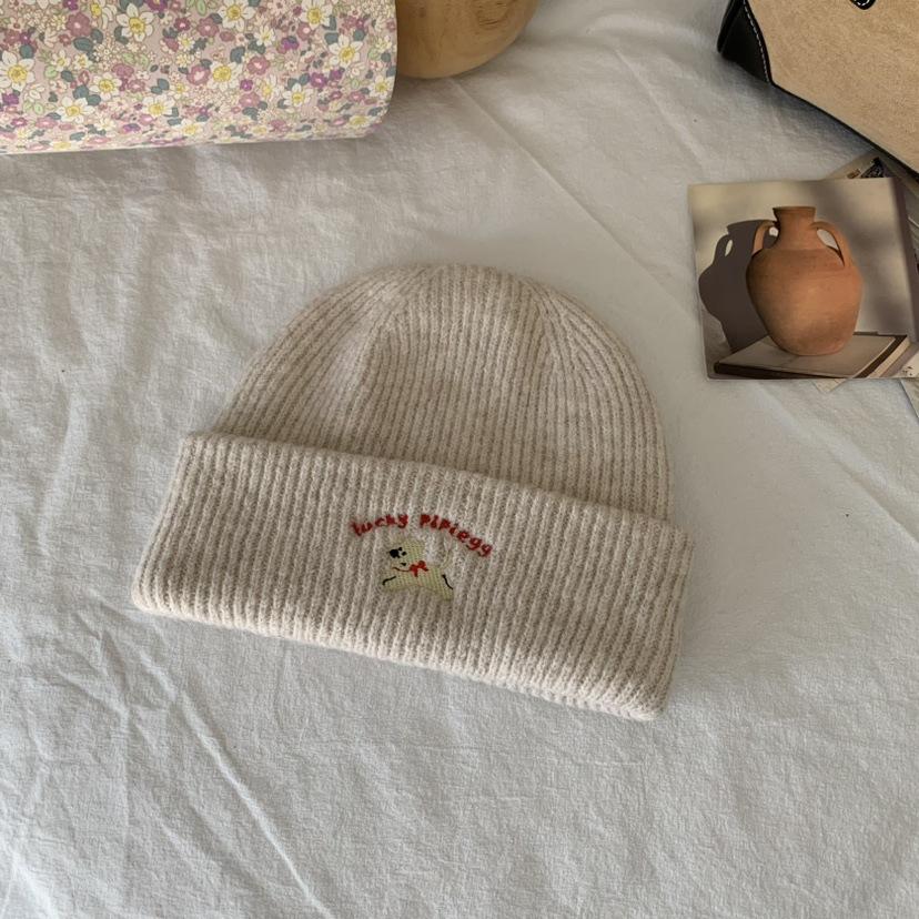 The Embroidered Bear Knitted Hat Is Versatile Cute and Warm The Woolen Hat Shows Off Your Face The Cool Little Hat Is A New Autumn and Winter Style