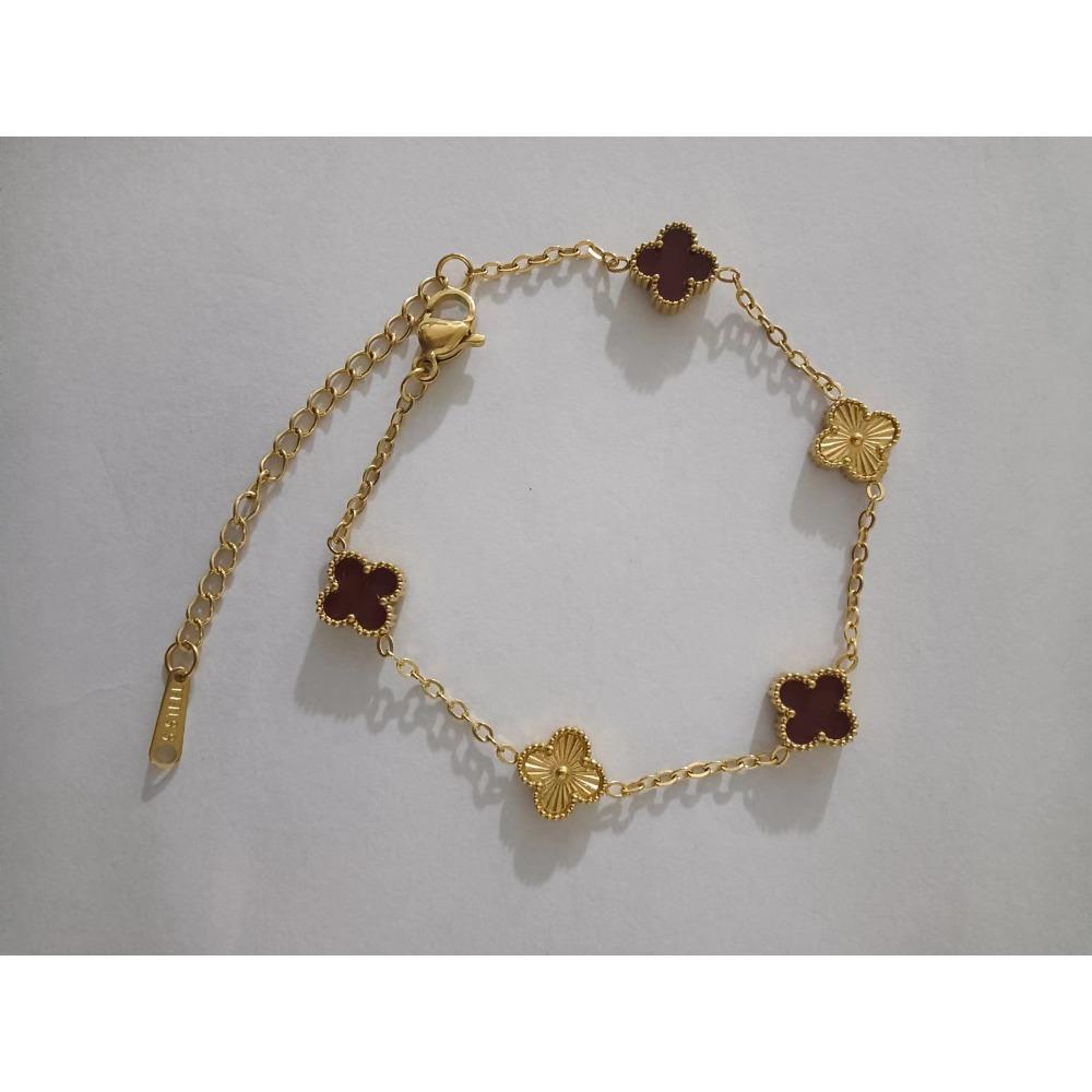 9mm Mini Version of The Lucky Four-leaf Clover Bracelet Double-sided Mother-of-pearl Radium Flower 18K Hundred Fashion Bracelet