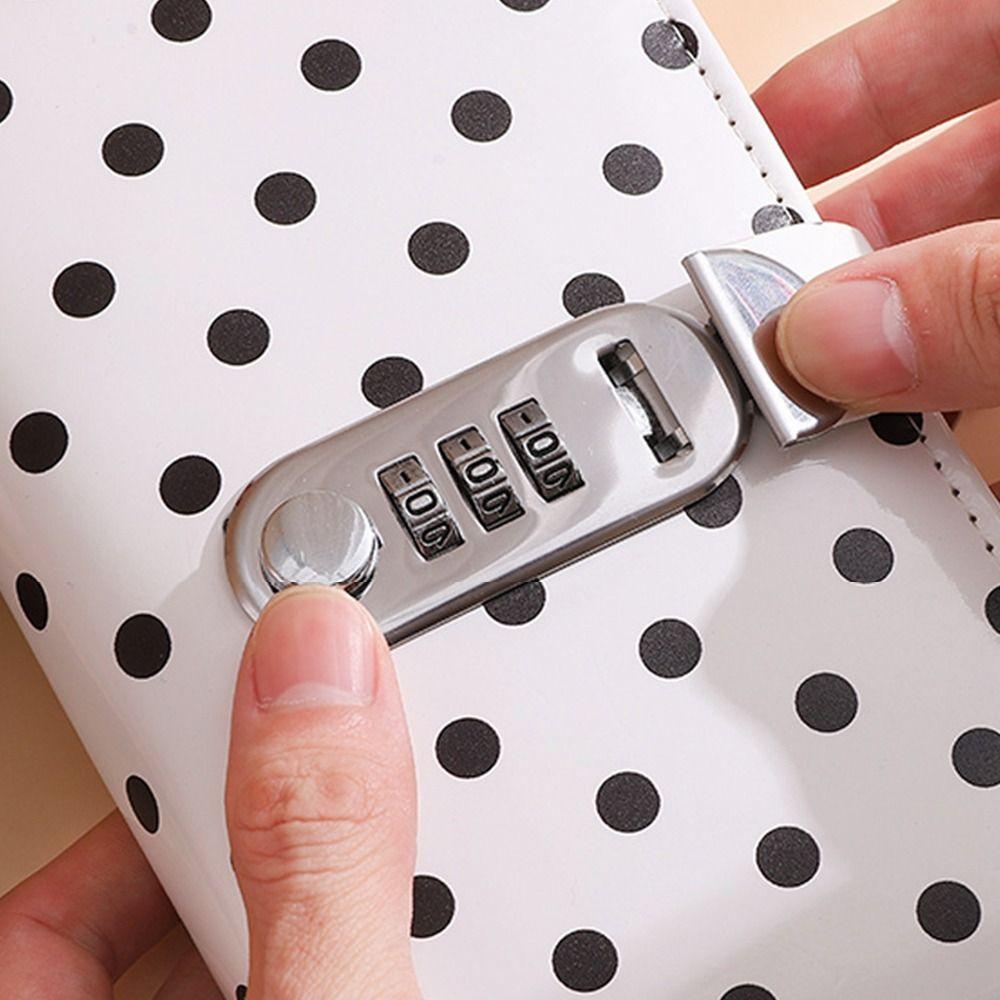 PU Leather Cash Savings Binder 100 Pockets Polka Dot Design Cash Envelope Savings Book with Combination Lock
