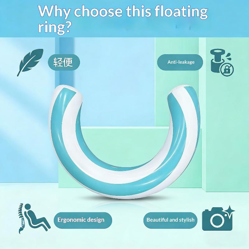 1Pc U-Shaped Inflatable Swimming Ring Striped Water Buoyancy Stick Arch Shape Design Pool Floating Raft Pvc Floating Device