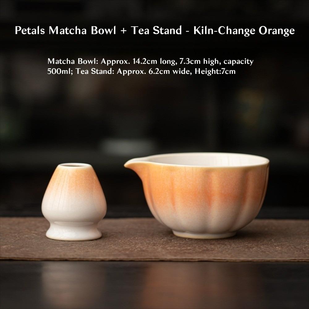 2PCS Ceramic Matcha Bowl Smooth Large Capacity Matcha Whisk Stand High Temperature Resistant Tea Salad Soup Bowl