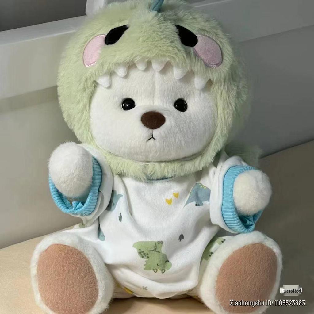 Medium Bear Outfit - Blue Pink Striped Carrot Overalls Set
