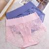 Big Size Lady Summer Sexy Lace Hollow Out No Mark Breathable High Waist Triangle Briefs