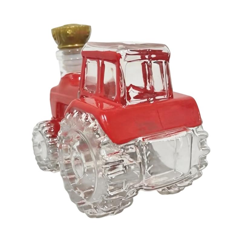 Bottiglia per liquori in vetro borosilicato a forma di trattore creativo per infusi e decorazione con design a prova di perdite
