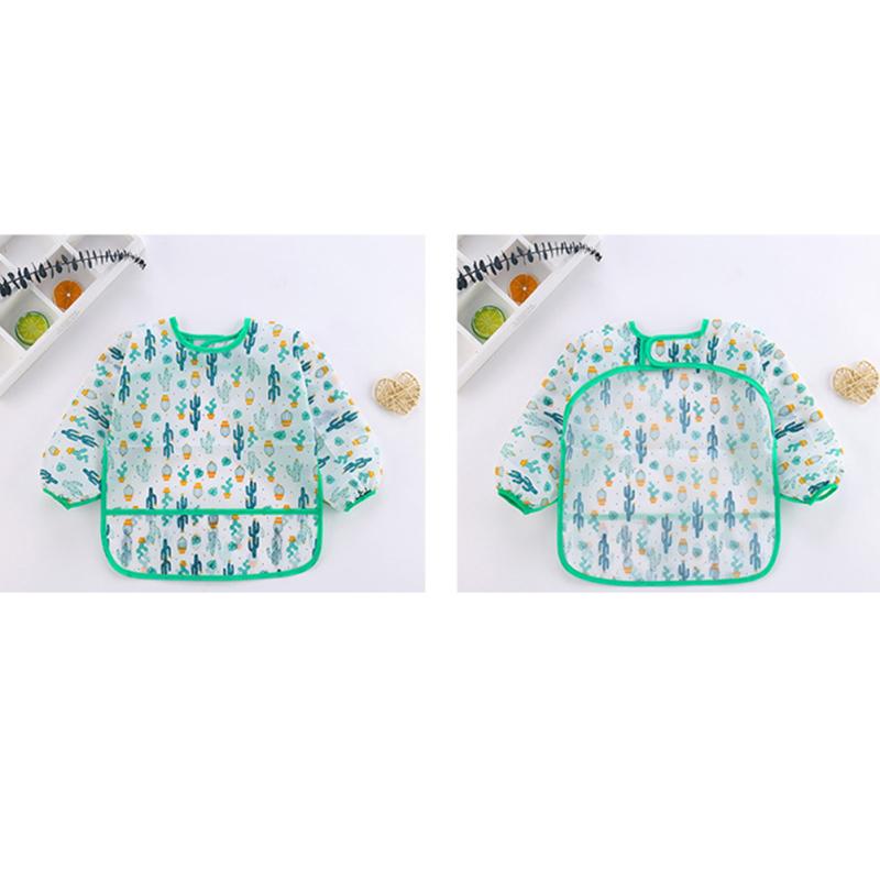 Baby Bibs Waterproof Long Sleeve Apron Cartoon Printing Baby Smock Bib For Eating Painting