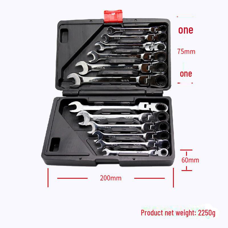 Set de chei cu clichet cu dublu scop la 180° din 12 piese, rotire rapidă cu 72 de dinți.