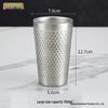 Golden Diamond Honeycomb 304 Stainless Steel Double-Layer Cup - Hammered Design, Anti-Scald. Perfect for Juice, Beer, and Tea.