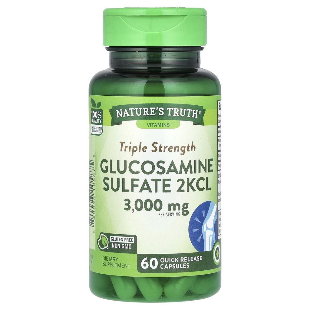 Nature's Truth Triple Strength Glucosamine Sulfate 2Kcl, 3,000Mg, 60 Rapid Release Capsules (1,000Mg Per Capsule)