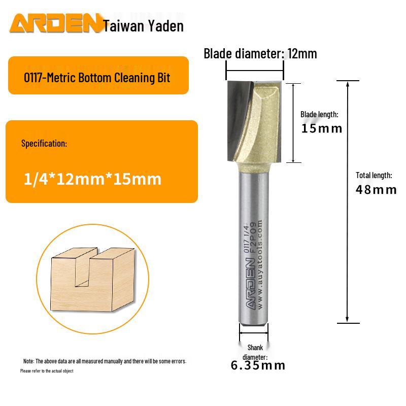 Yaden Metric Flat Bottom Woodworking Cutter: Slotting, Rebating, Milling, Trimming, Engraving, & Router.