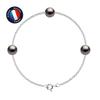 Bracelet - - 3 Tahitian Cultured Pearls 8-9 Mm - 925 Silver - Length 18 Cm - Women