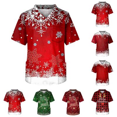 Pánske tričko s krátkym rukávom a výstrihom do V s vianočnou potlačou na hrudi