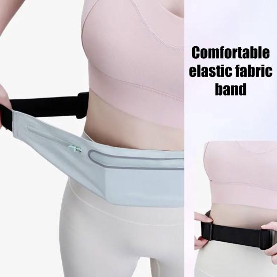 Running Belt Fanny Pack 3 Pockets Adjustable Waist Bag Workout Phone Holder Bag Fits Phones Up to 7.5 Inch for Men Women Fitness Hiking Jogging