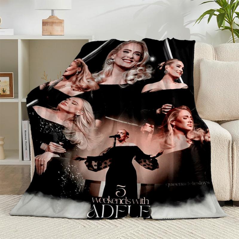 1PC A-dele's pop music Flannel Blanket Gift, Suitable for Both Men And Women, Soft Ideal for Beds And Sofa, Birthday Or Christmas Gift