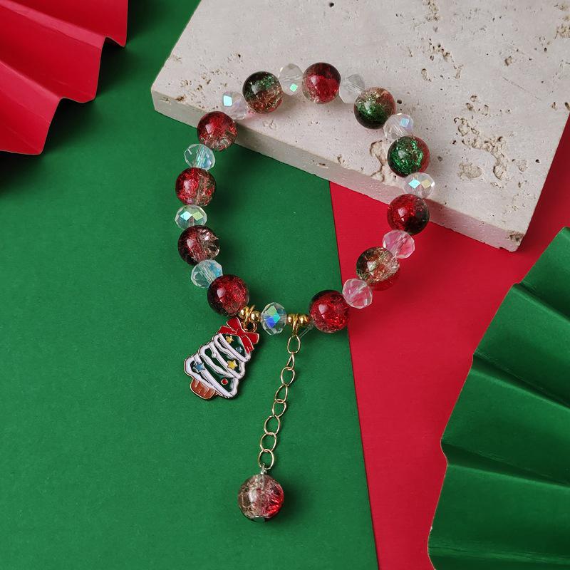 Festive Crystal Bracelet: Santa Claus, Snowflake & Reindeer Beads