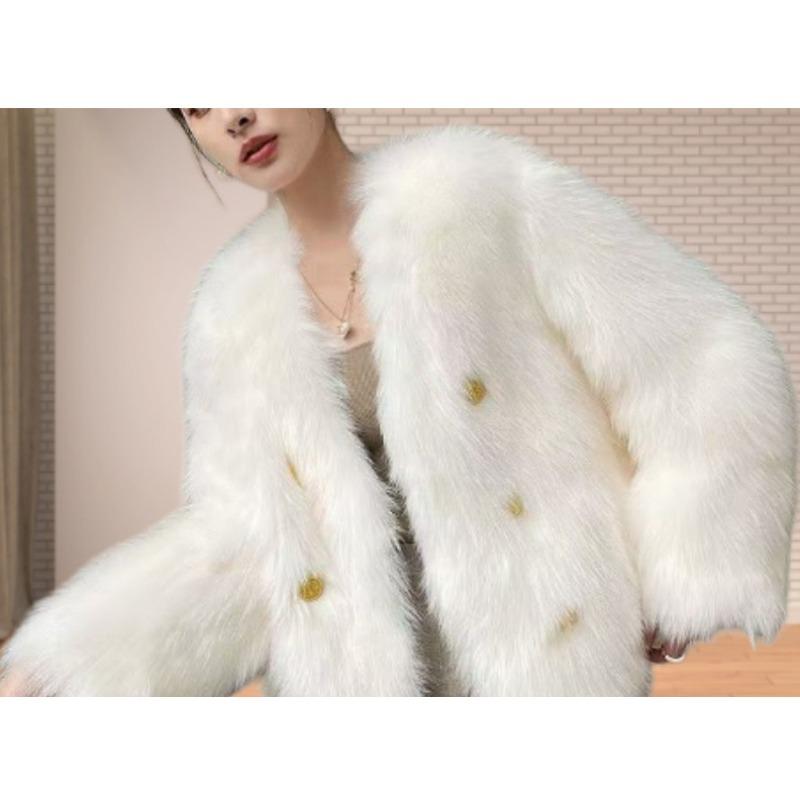 

Женская куртка из искусственного меха средней длины, зимняя модная, большого размера, свободного кроя и утолщенная, пальто из искусственного лисьего меха, модное 2XL белый