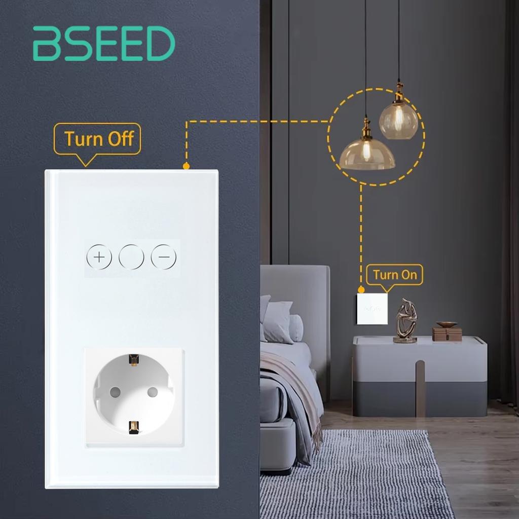 BSEED LED Touch Dimmer Schalter Wanddimmer 1-fach 2-Wege Sensor Schalter Plus EU Steckdosen USB Typ-c Gehärtetes Glas Wasserdicht 2er Pack