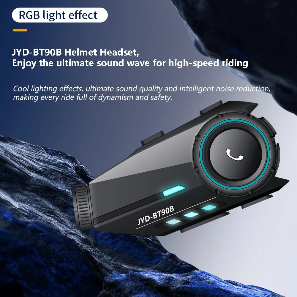 Motorcycle Helmet Headset Intercom 2000mAh Moto Dash Cam Waterproof BT5.4 Wireless Speaker 500m Interphone For 2 Rider Earphone