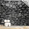 Rustic Stone Tapestry, Weathered Brick Pattern with Natural Gray Tones, Wall Art for Living Room, Minimalist Farmhouse Decor